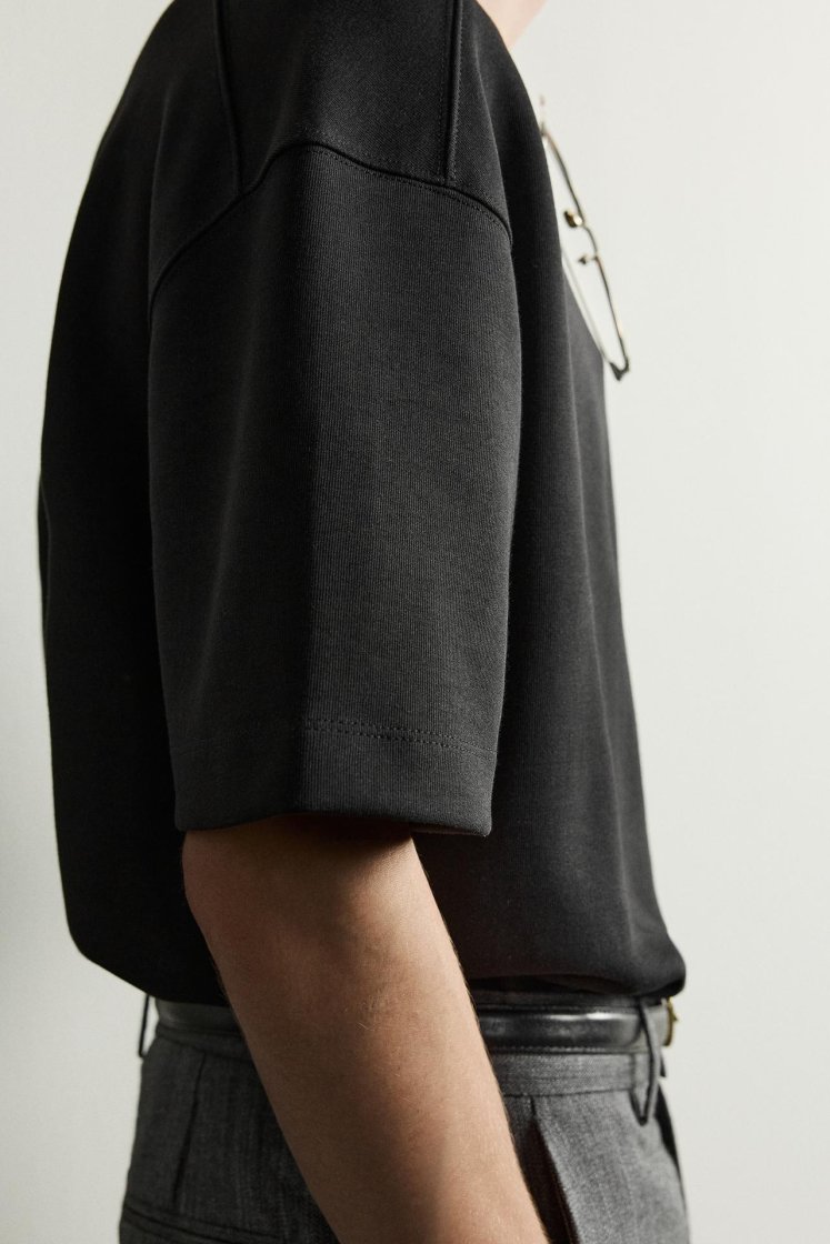 Zara SWEAT INTERLOCK COUPE DÉCONTRACTÉE — Noir