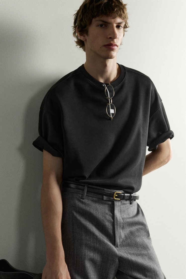 Zara SWEAT INTERLOCK COUPE DÉCONTRACTÉE — Noir