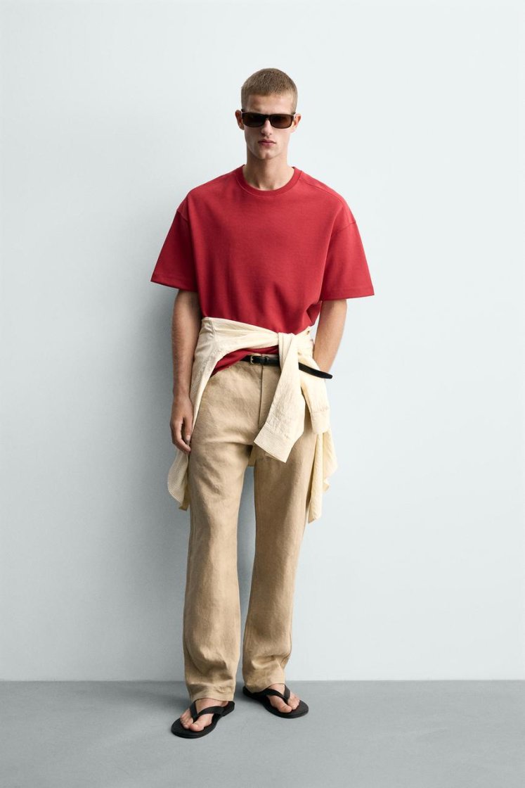 Zara SWEAT INTERLOCK COUPE DÉCONTRACTÉE — Rouge