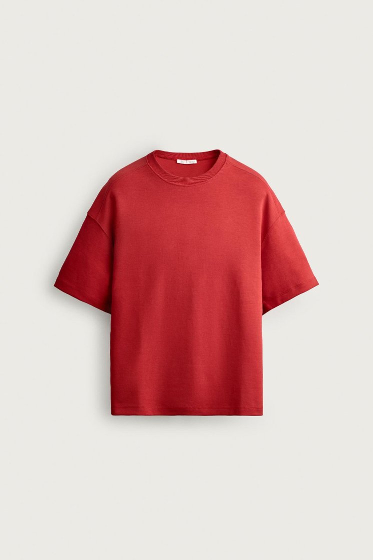 Zara SWEAT INTERLOCK COUPE DÉCONTRACTÉE — Rouge