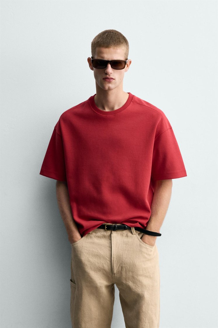 Zara SWEAT INTERLOCK COUPE DÉCONTRACTÉE — Rouge