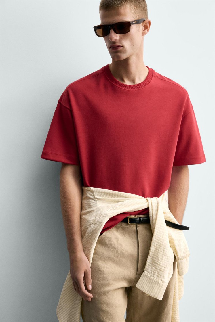 Zara SWEAT INTERLOCK COUPE DÉCONTRACTÉE — Rouge
