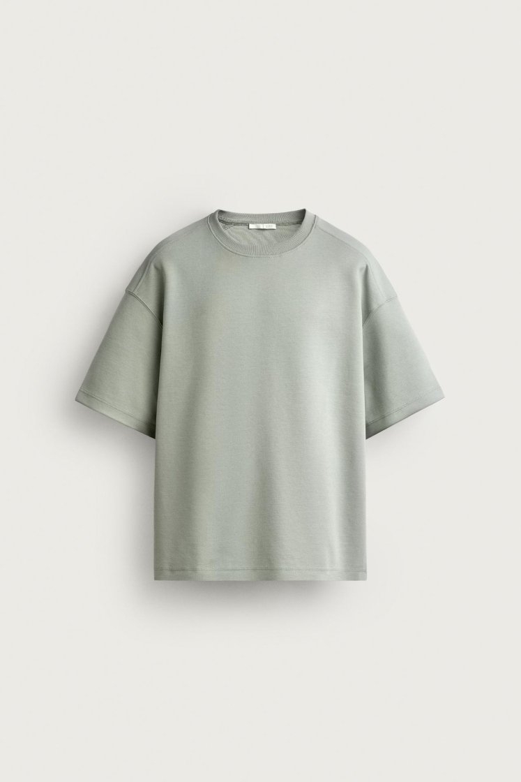 Zara SWEAT INTERLOCK COUPE DÉCONTRACTÉE — vert délavé