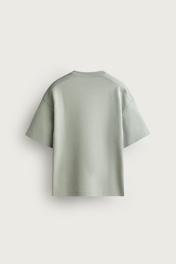 Zara SWEAT INTERLOCK COUPE DÉCONTRACTÉE — vert délavé