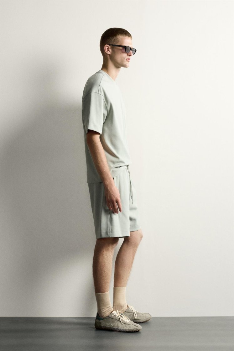 Zara SWEAT INTERLOCK COUPE DÉCONTRACTÉE — vert délavé