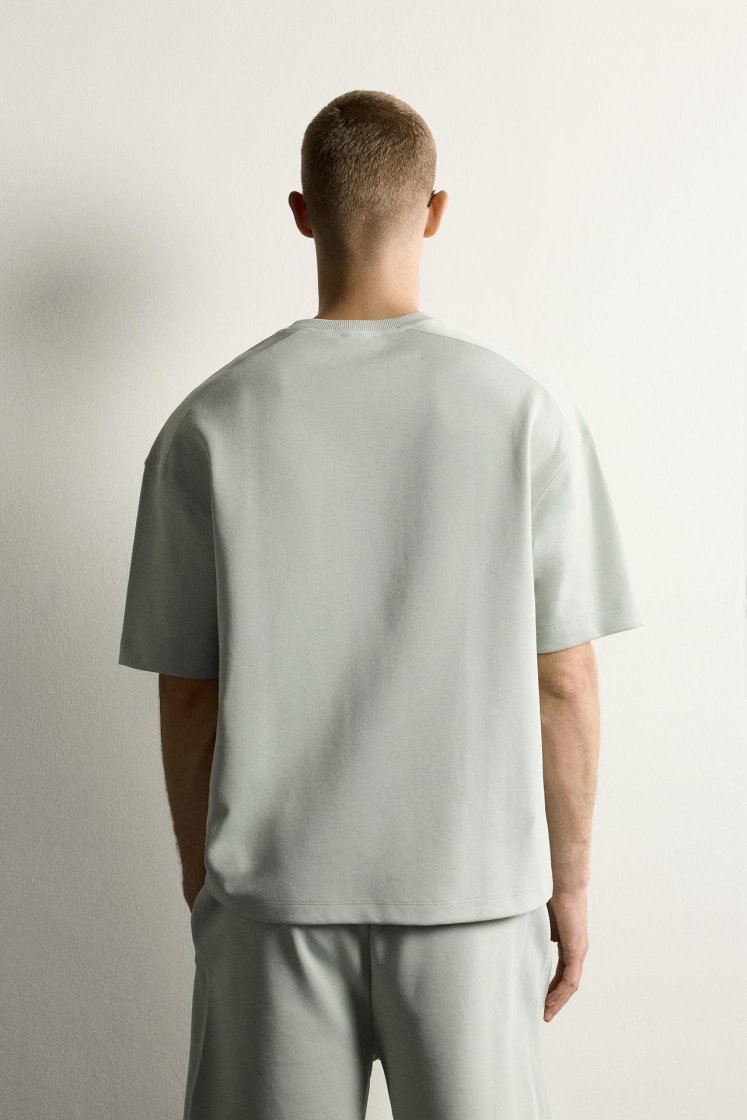 Zara SWEAT INTERLOCK COUPE DÉCONTRACTÉE — vert délavé