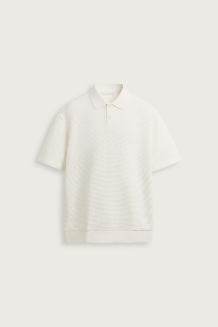 Zara Textured Jacquard Polo — Ivory