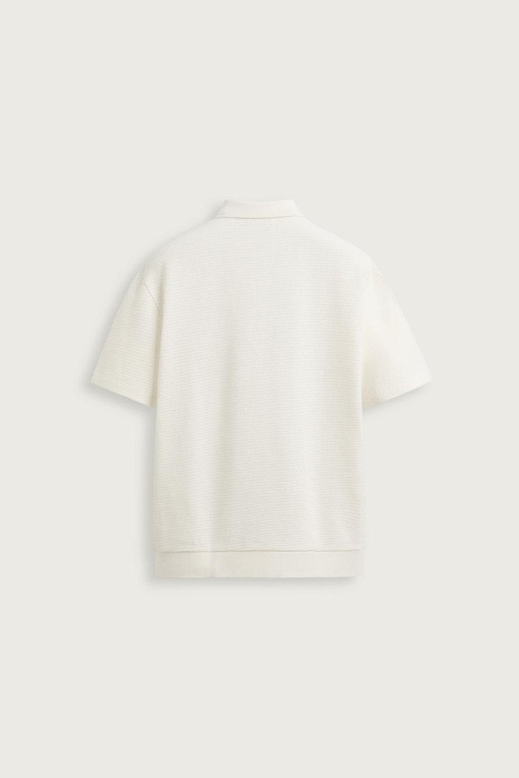 Zara Textured Jacquard Polo — Ivory
