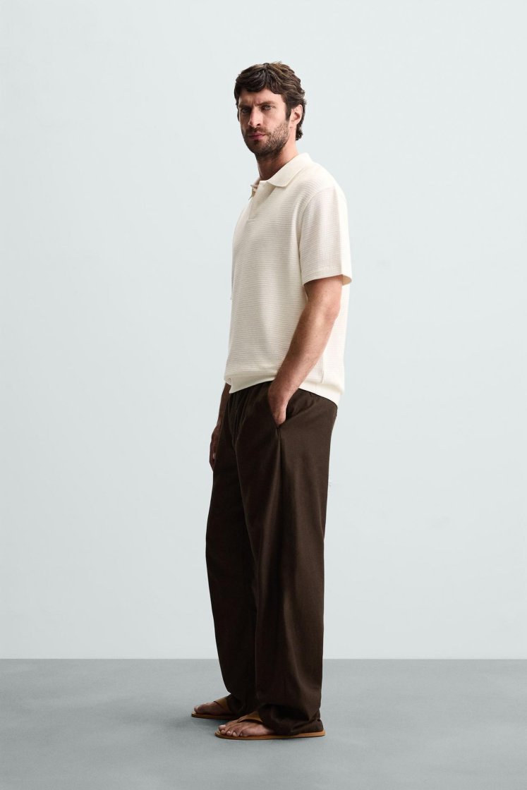 Zara Textured Jacquard Polo — Ivory