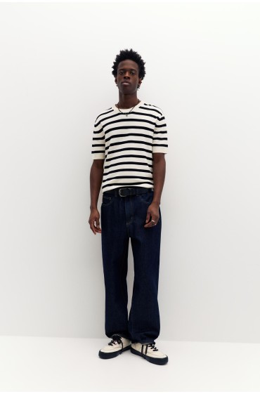 Pull&Bear Essential Ribbed Short-Sleeve Ju — White