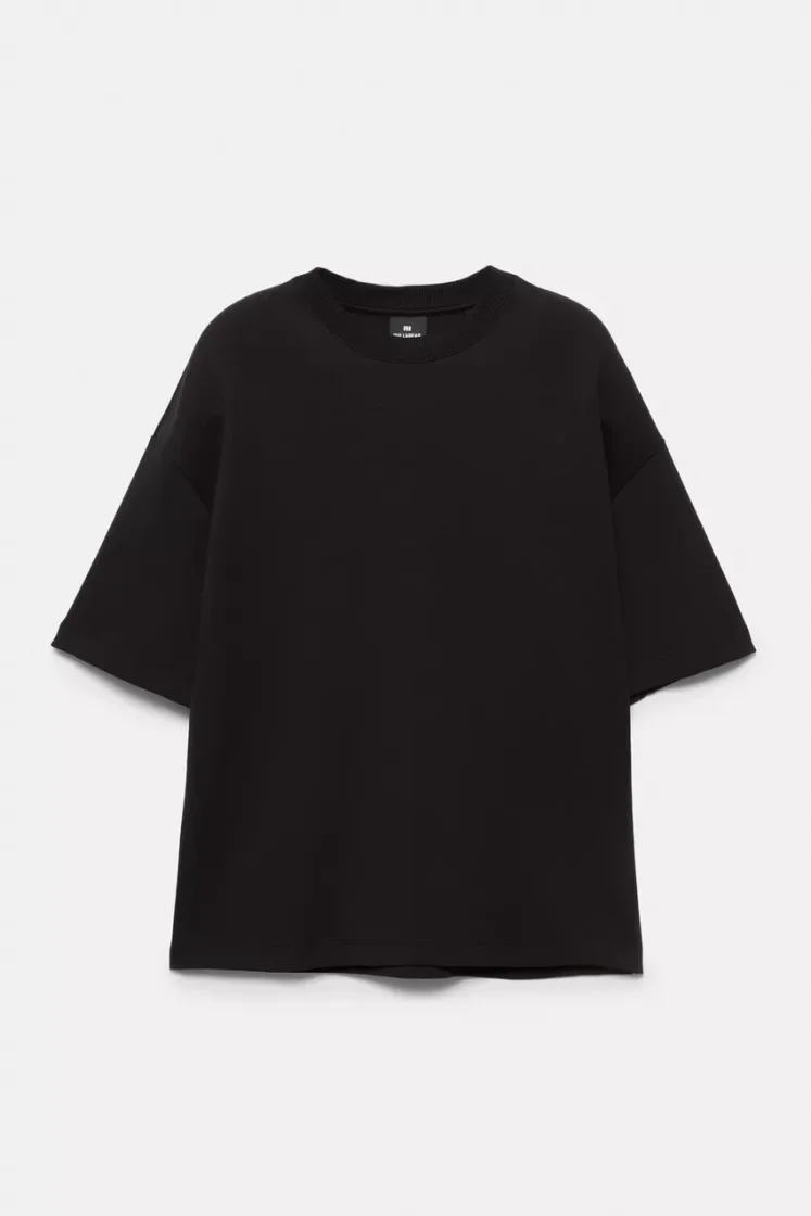 Pull&Bear Interlock short sleeve sweatshirt — Black