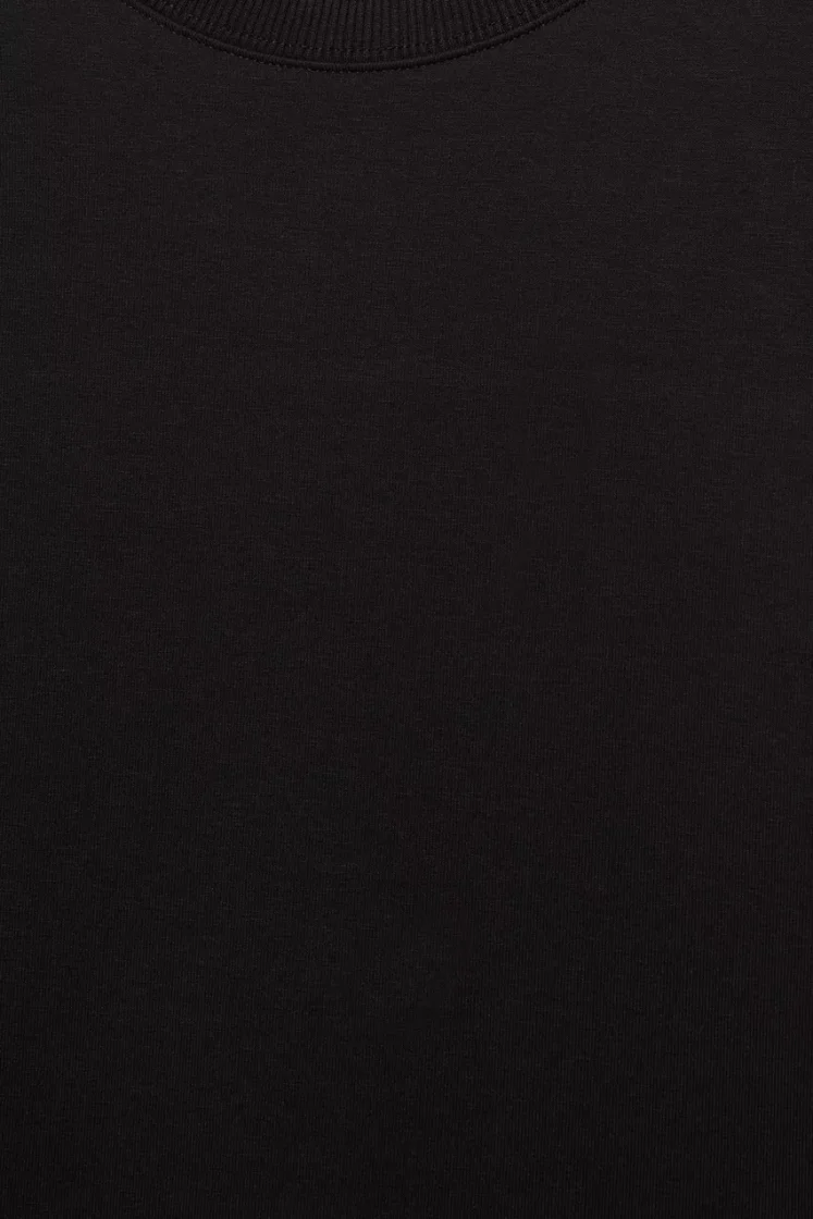 Pull&Bear Interlock short sleeve sweatshirt — Black