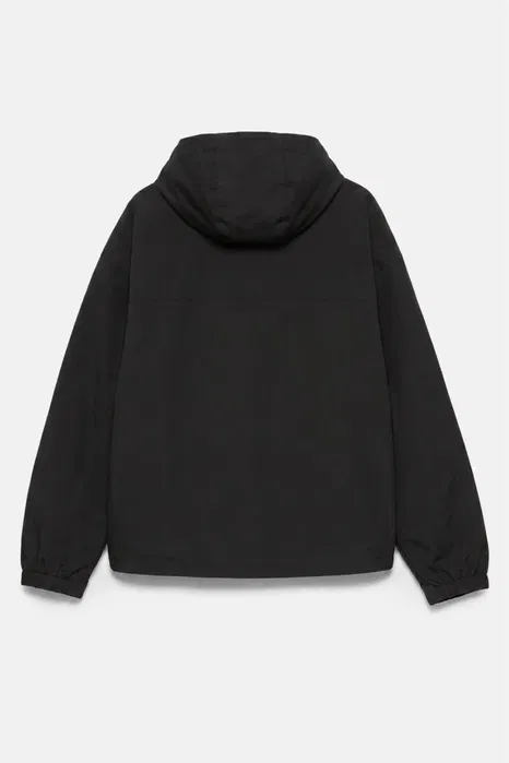 Pull&Bear Light Hooded Raincoat — Black