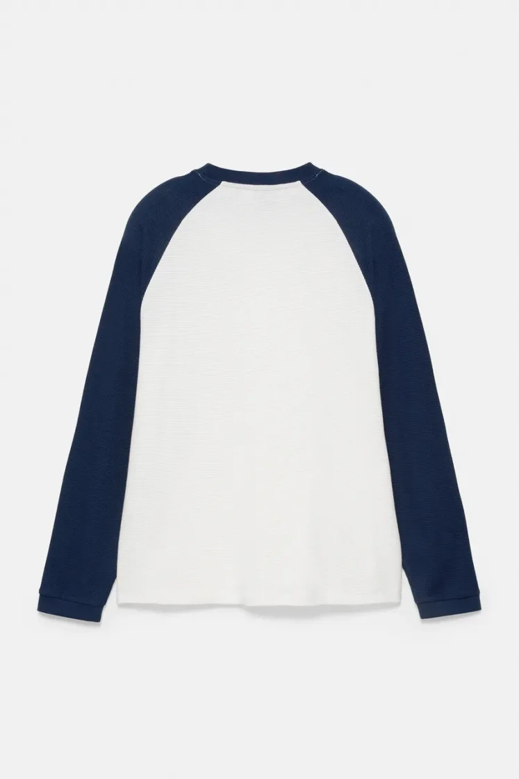 Pull&Bear Waffle Knit Raglan Tee — Blue