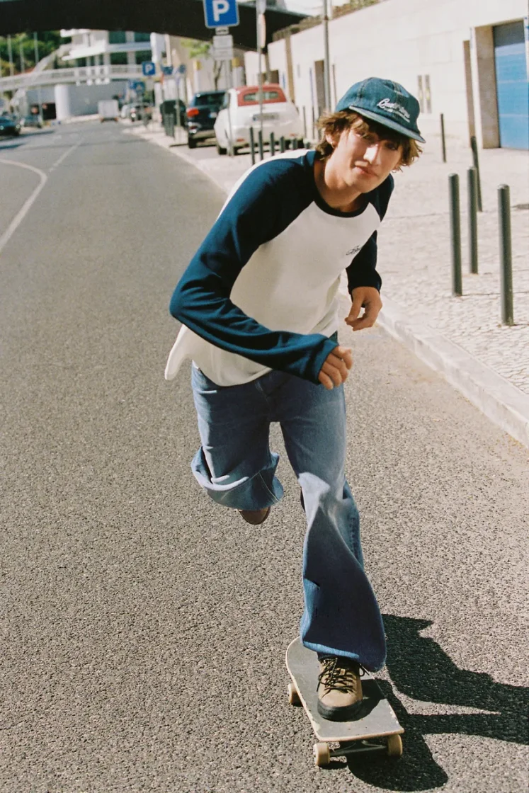 Pull&Bear Waffle Knit Raglan Tee — Blue