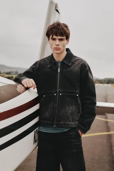 Veste en Jean Délavée à Poches
