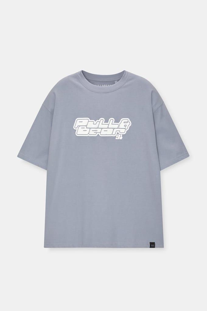 Pull&Bear Essential Cotton Crew Tee — Sky Blue