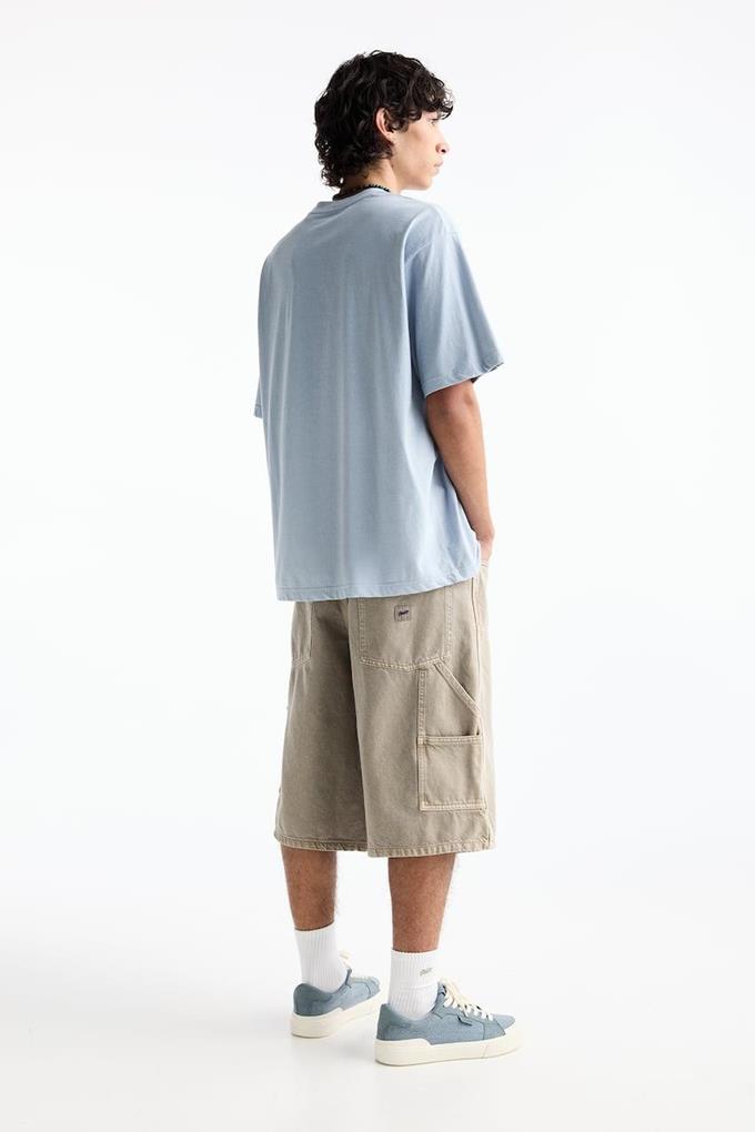 Pull&Bear Essential Cotton Crew Tee — Sky Blue