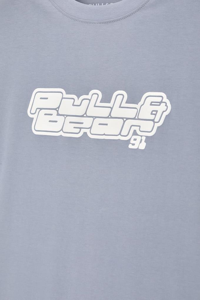 Pull&Bear Essential Cotton Crew Tee — Sky Blue