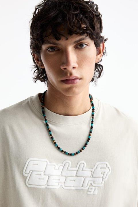 Pull&Bear Essential Cotton Crew Tee — Beige
