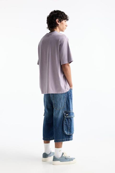 Pull&Bear Essential Cotton Crew Tee — Mauve