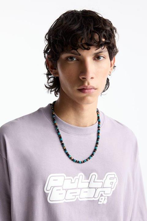 Pull&Bear Essential Cotton Crew Tee — Mauve