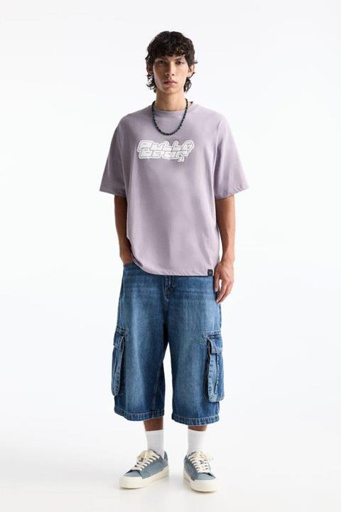 Pull&Bear Essential Cotton Crew Tee — Mauve