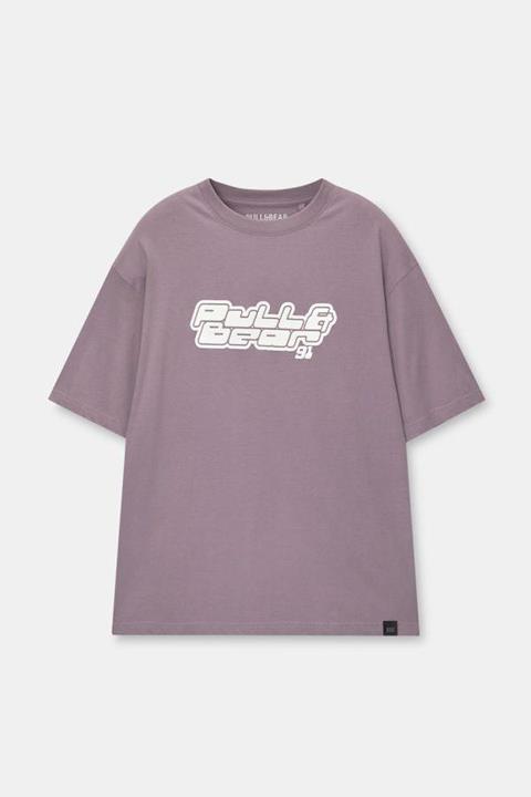 Pull&Bear Essential Cotton Crew Tee — Mauve