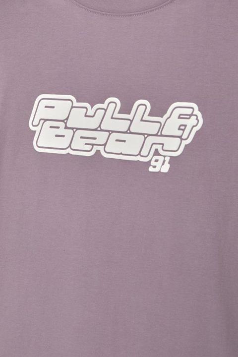 Pull&Bear Essential Cotton Crew Tee — Mauve