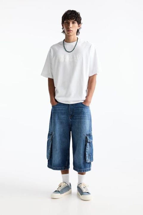 Pull&Bear Essential Cotton Crew Tee — white