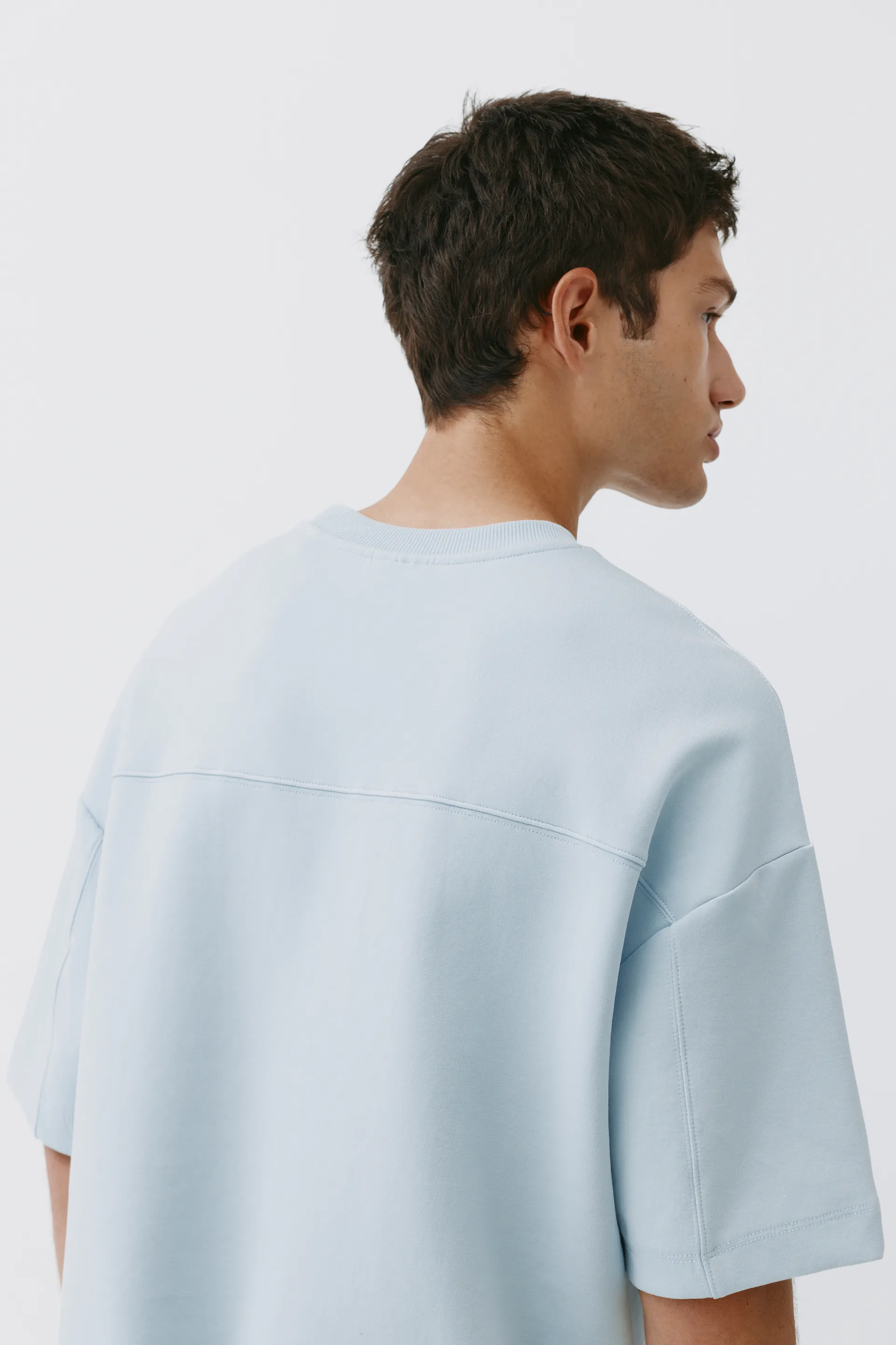 Pull&Bear Interlock short sleeve sweatshirt — Sky blue