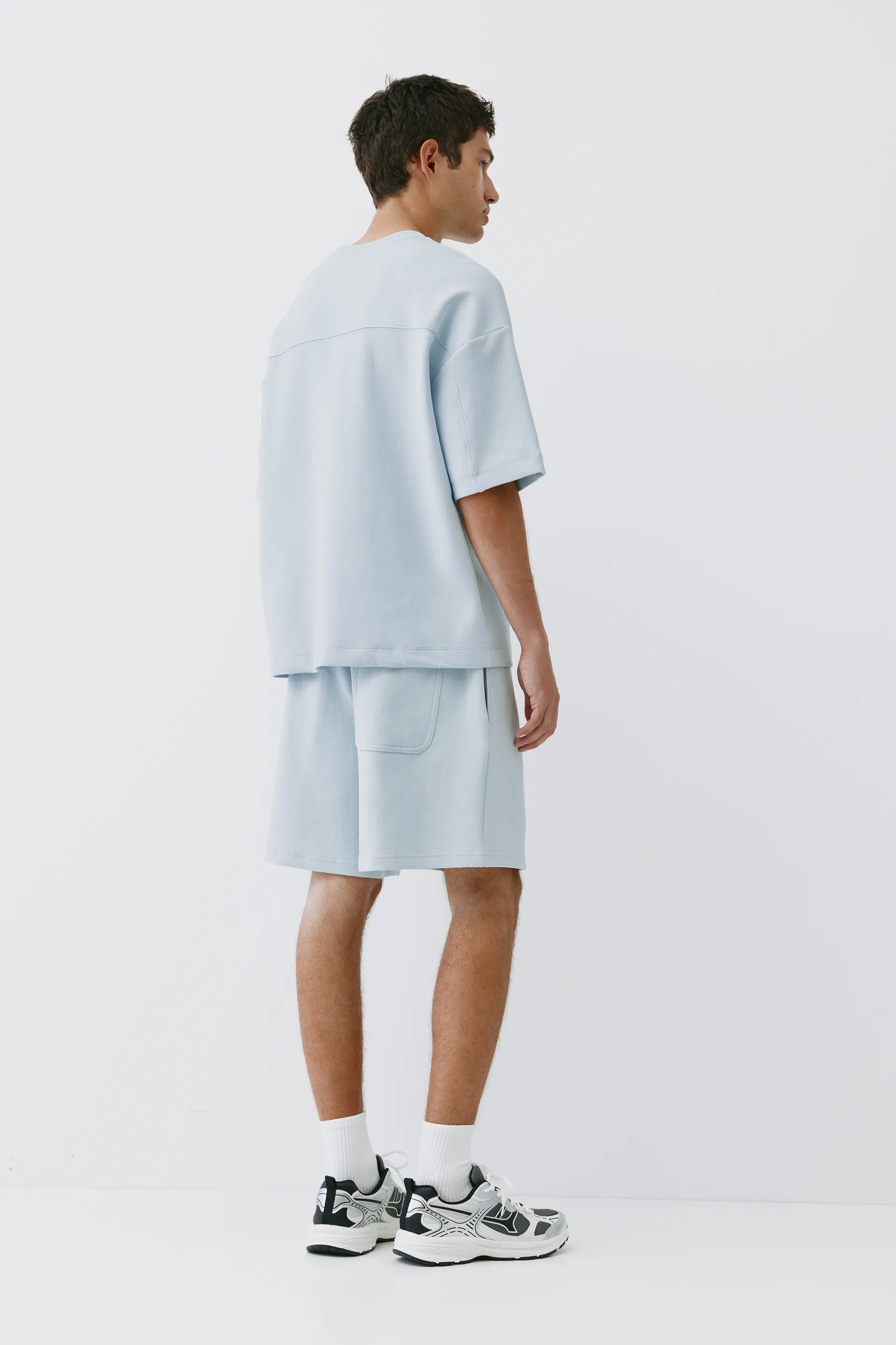 Pull&Bear Interlock short sleeve sweatshirt — Sky blue