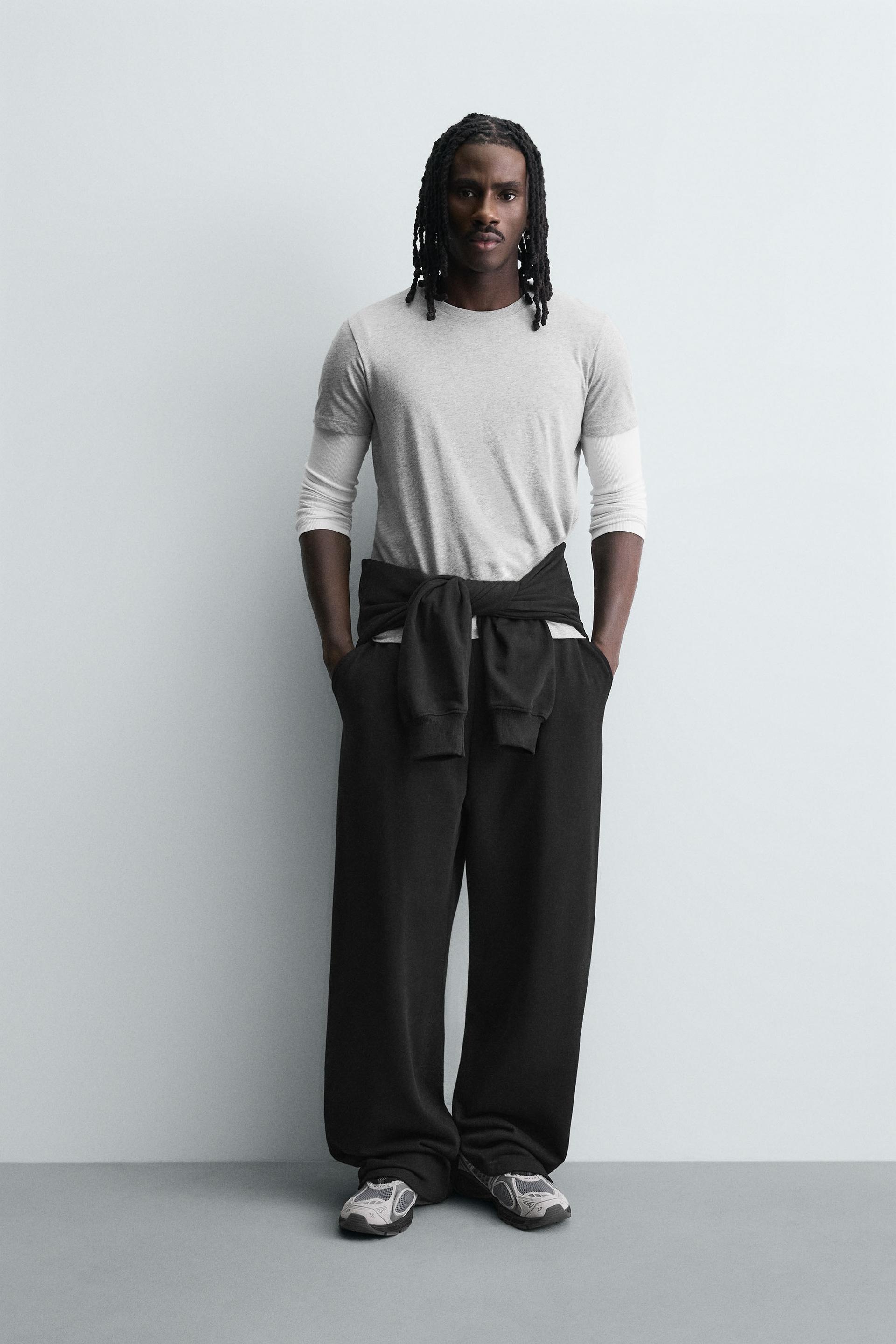 Zara BASIC RELAXED FIT JOGGER TROUSERS — Black