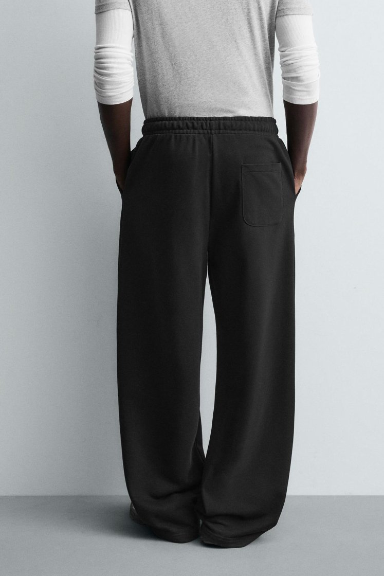 Zara BASIC RELAXED FIT JOGGER TROUSERS — Black