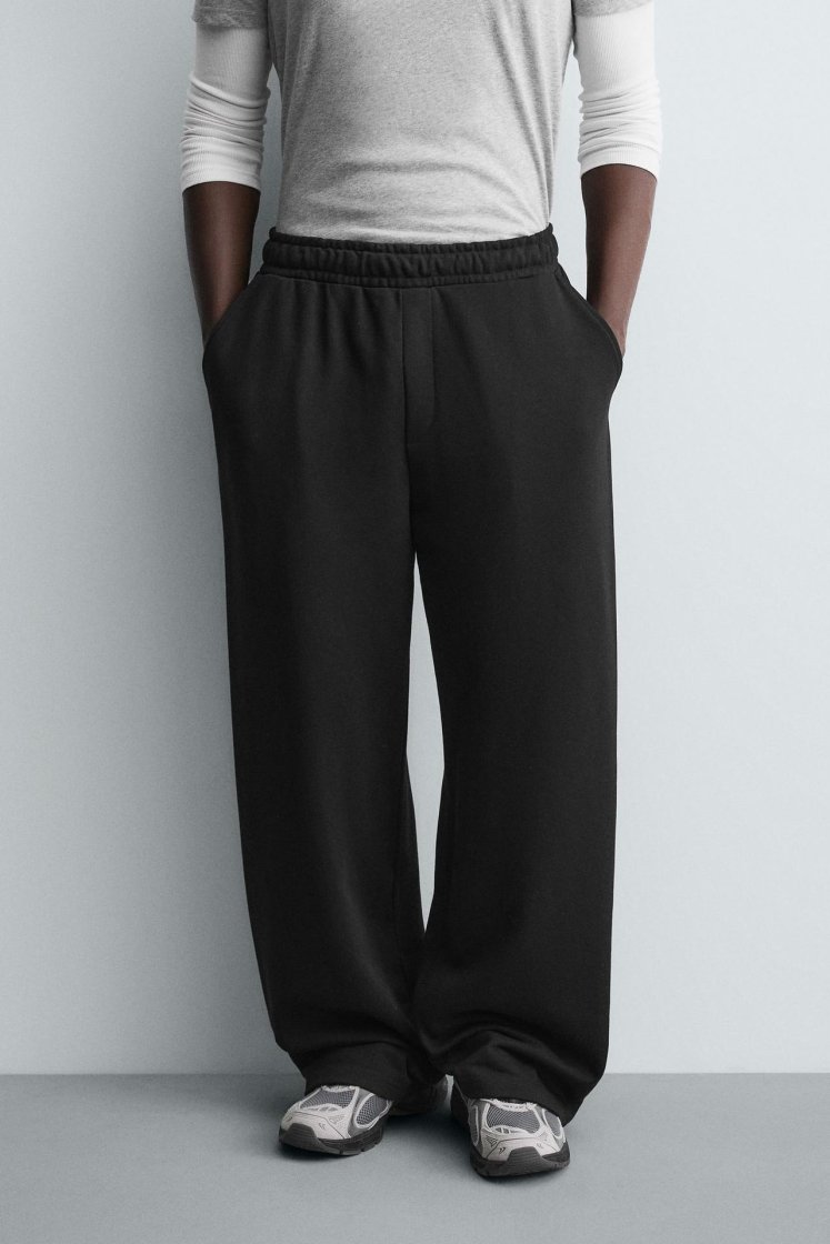 Zara BASIC RELAXED FIT JOGGER TROUSERS — Black