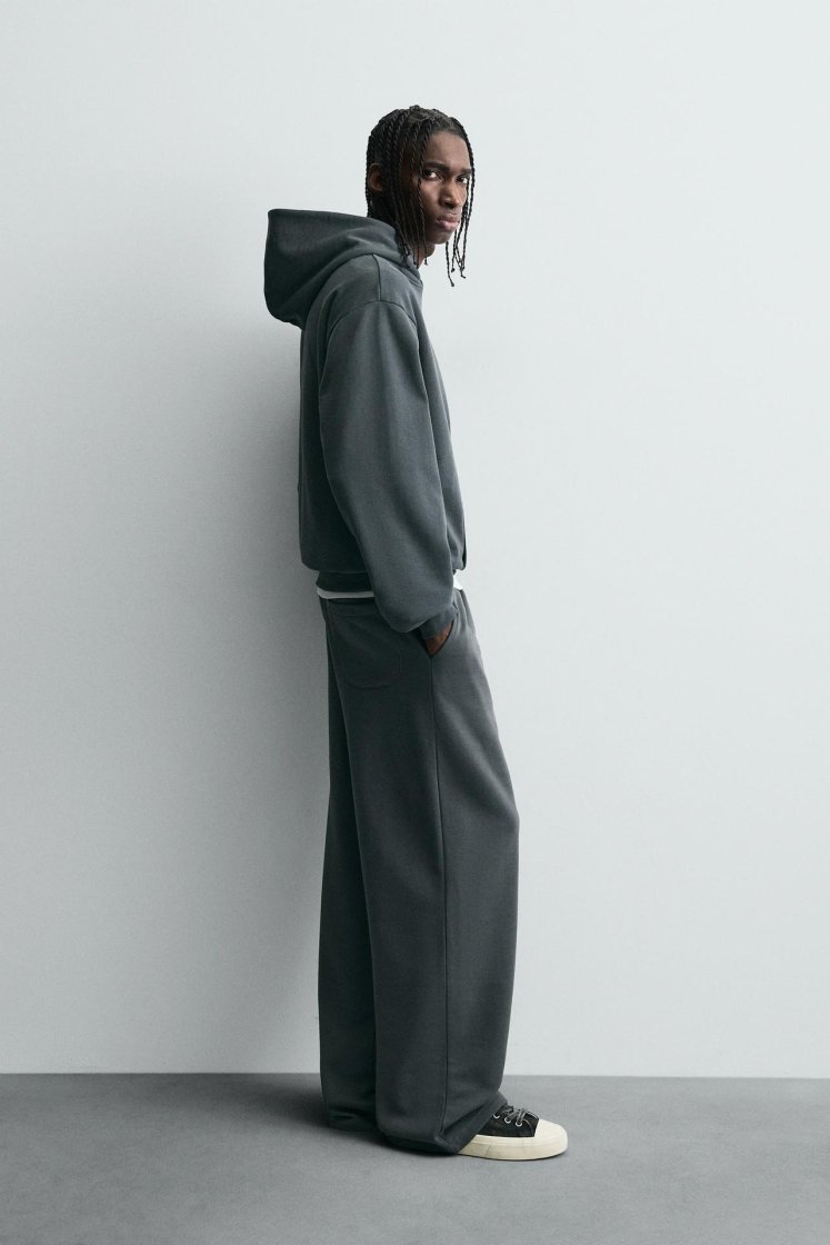 Zara BASIC RELAXED FIT JOGGER TROUSERS — Dark anthracite