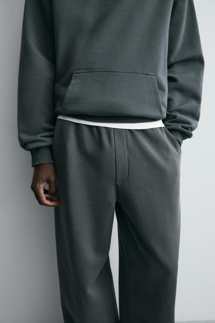 Zara BASIC RELAXED FIT JOGGER TROUSERS — Dark anthracite