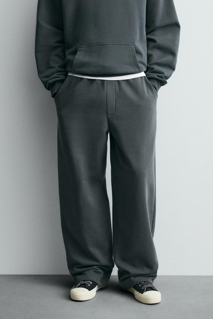 Zara BASIC RELAXED FIT JOGGER TROUSERS — Dark anthracite