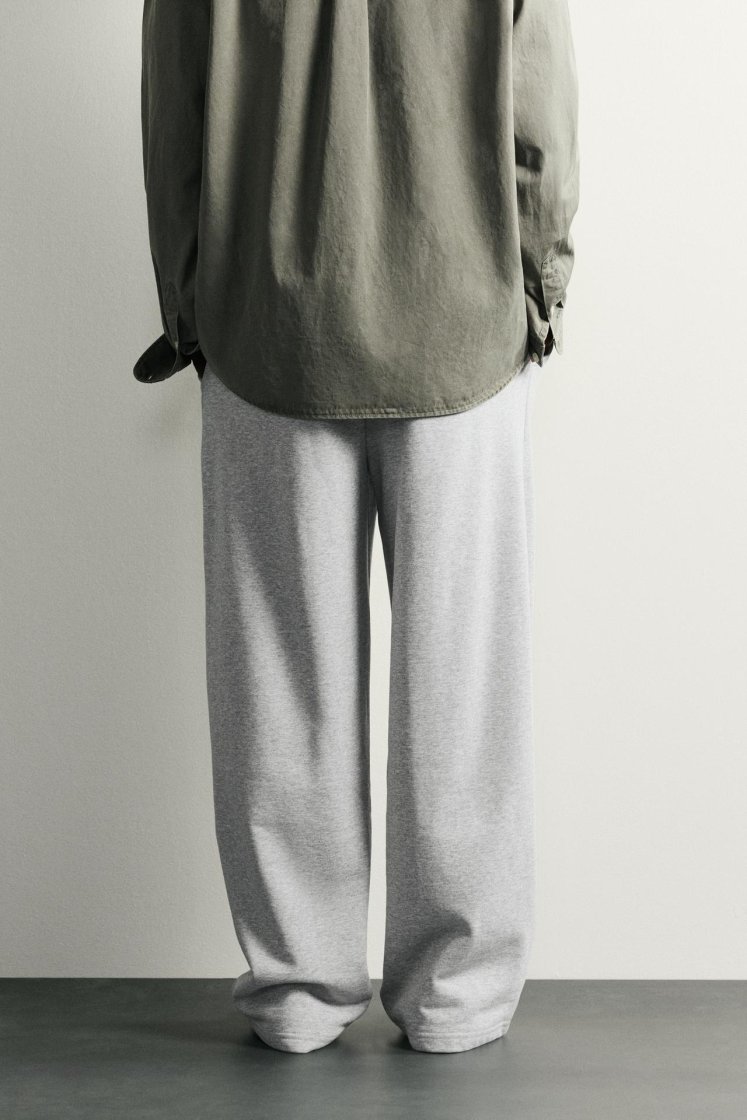 Zara BASIC RELAXED FIT JOGGER TROUSERS — Grey marl