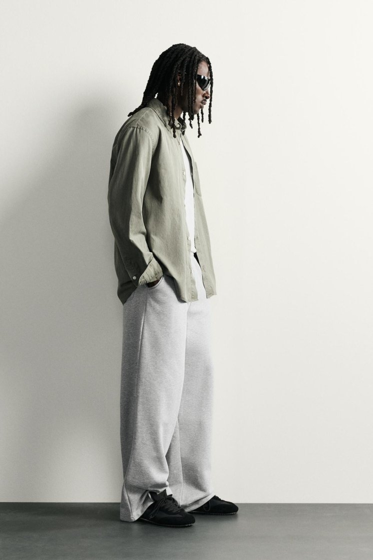 Zara BASIC RELAXED FIT JOGGER TROUSERS — Grey marl