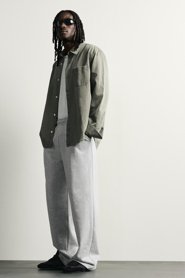 Zara BASIC RELAXED FIT JOGGER TROUSERS — Grey marl
