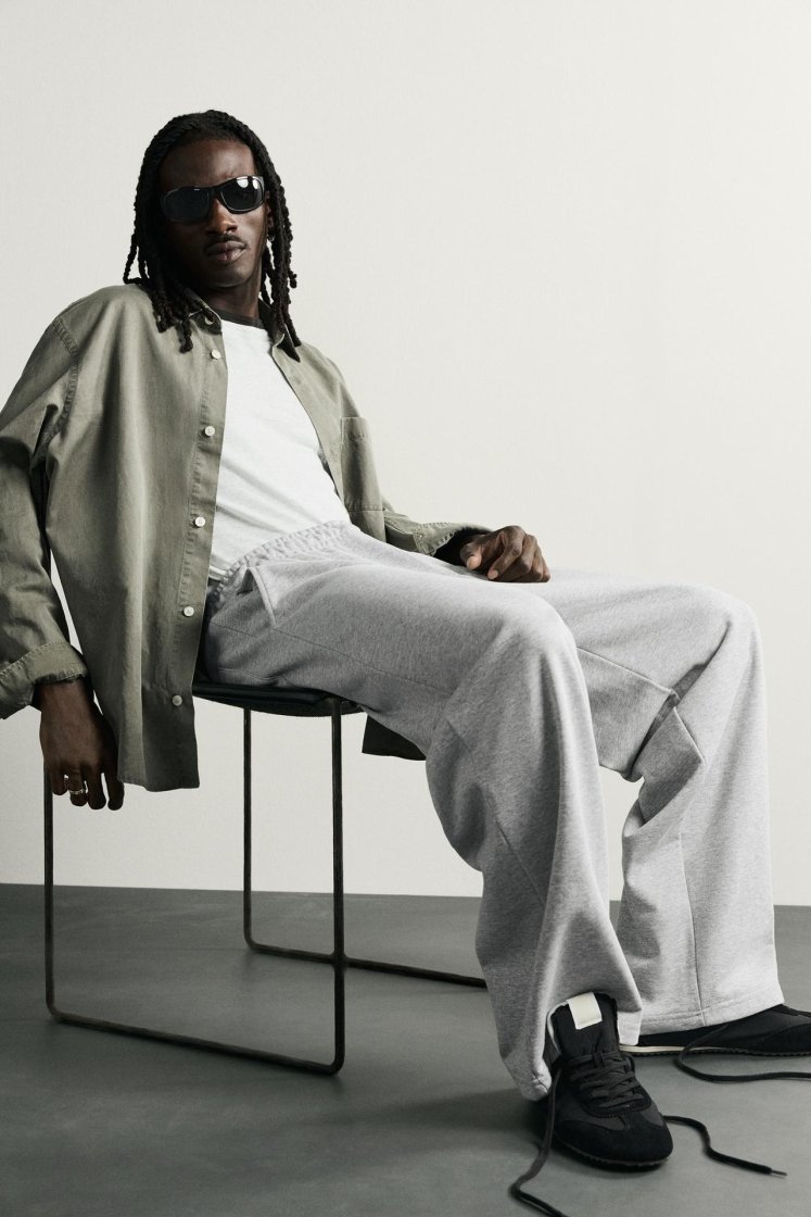 Zara BASIC RELAXED FIT JOGGER TROUSERS — Grey marl