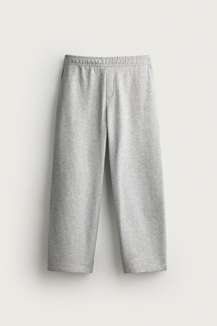 Zara BASIC RELAXED FIT JOGGER TROUSERS — Grey marl