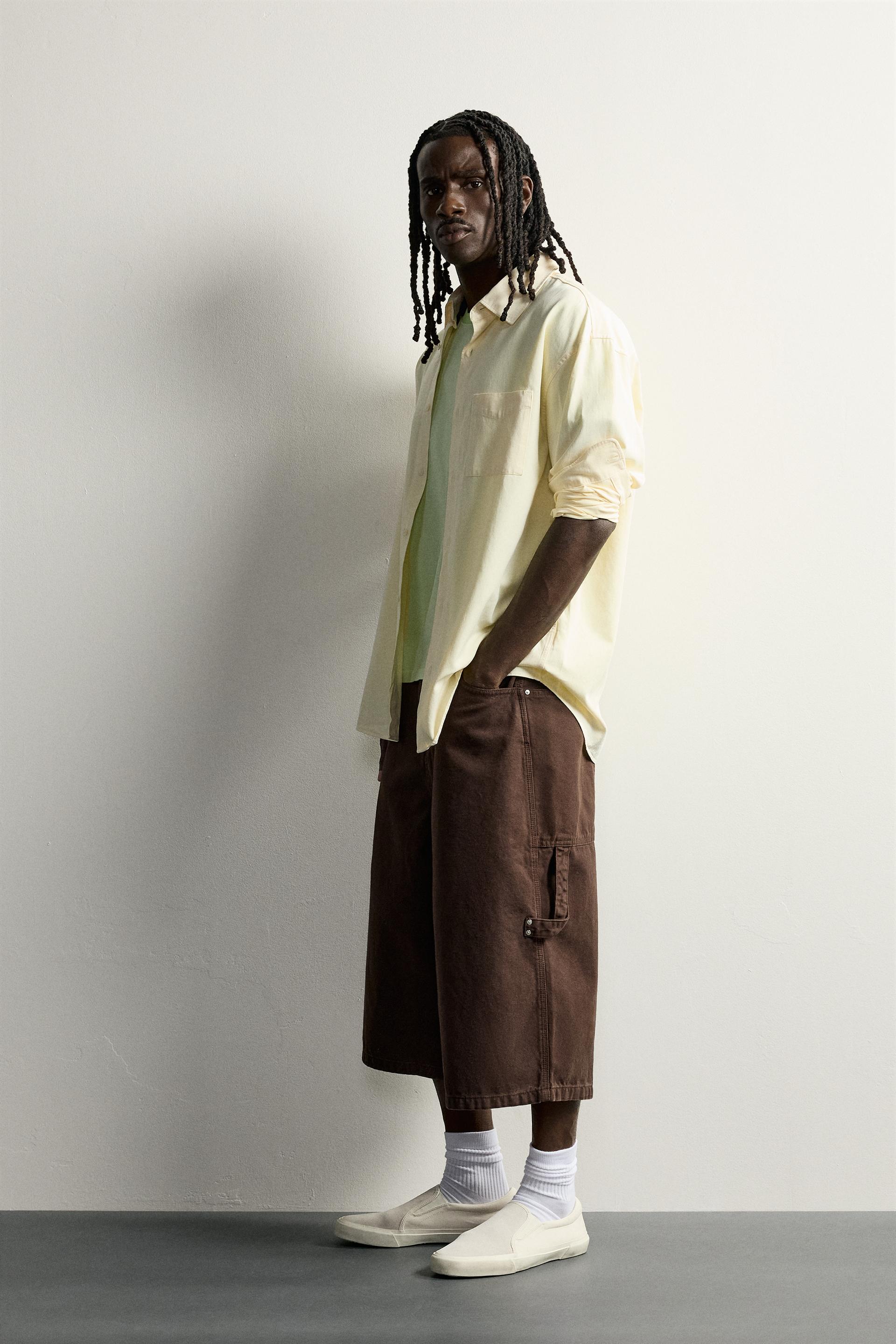 Zara JORTS CARPENTER STRAIGHT FIT — Marron