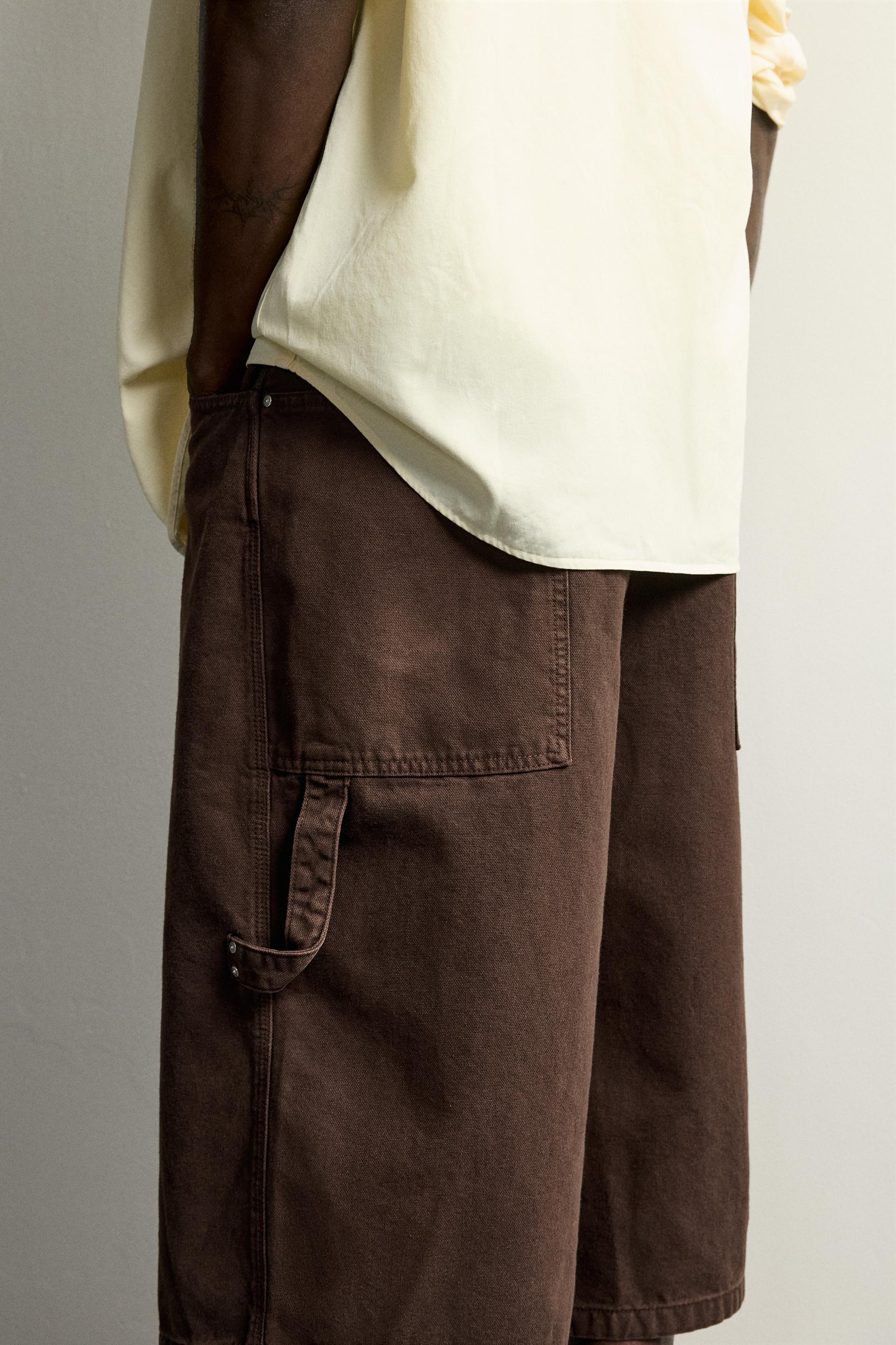 Zara JORTS CARPENTER STRAIGHT FIT — Marron