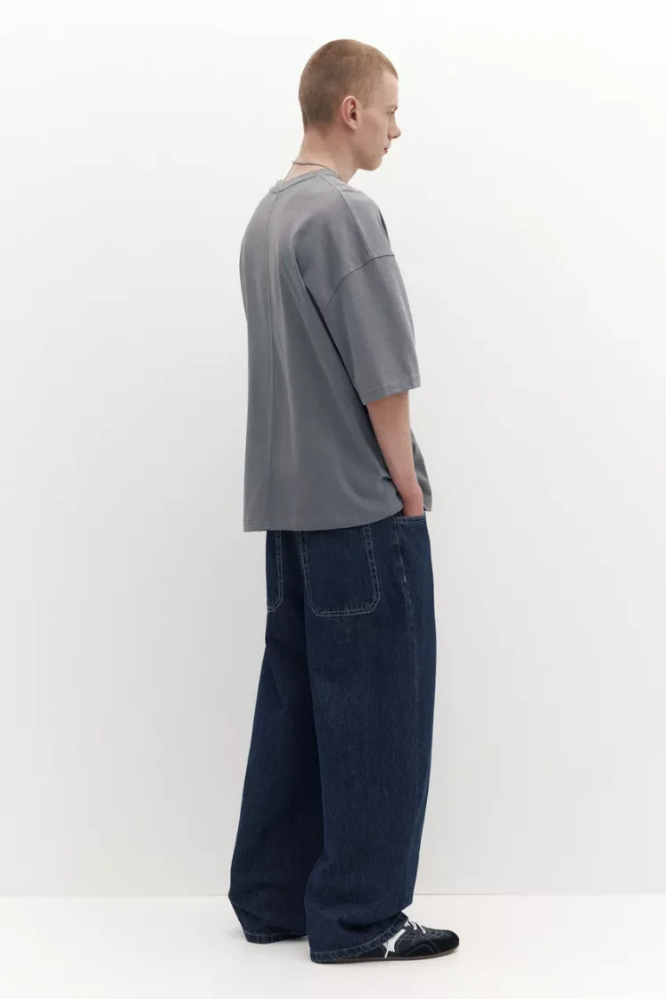 Pull&Bear Loose Fit Cotton Tee — Dark Grey