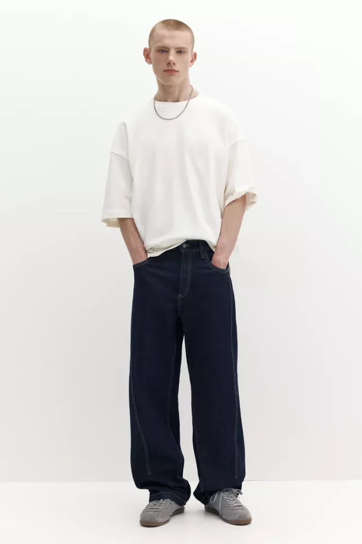 Pull&Bear Loose Fit Cotton Tee — Off White