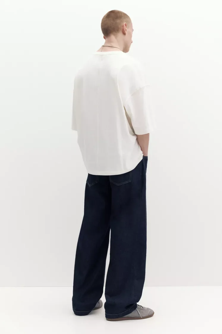 Pull&Bear Loose Fit Cotton Tee — Off White