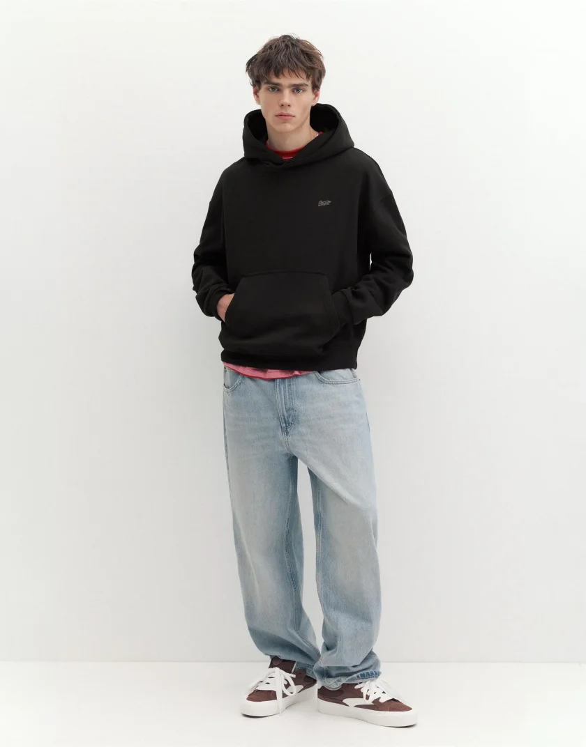 Pull&Bear Pullshka Essential Hoodie — Black