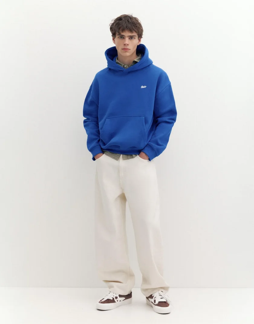 Pull&Bear Pullshka Essential Hoodie — Blue